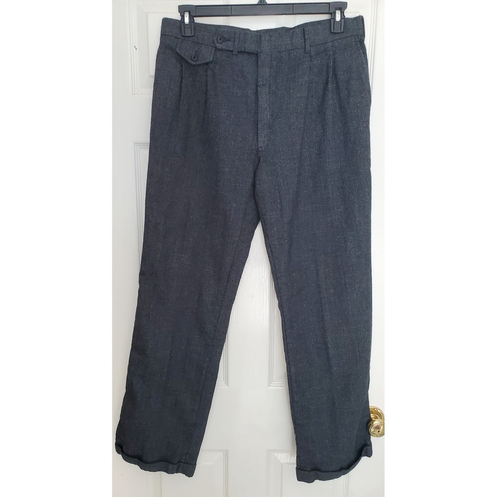 Kuppenheimer 34x31 Charcoal Flannel Wool Dress Suit Pants Relaxed Flat Front Men
